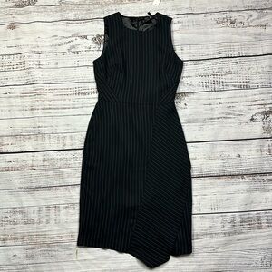 NWT WHBM pinstripe sleeveless sheath dress size 4 asymmetrical hem